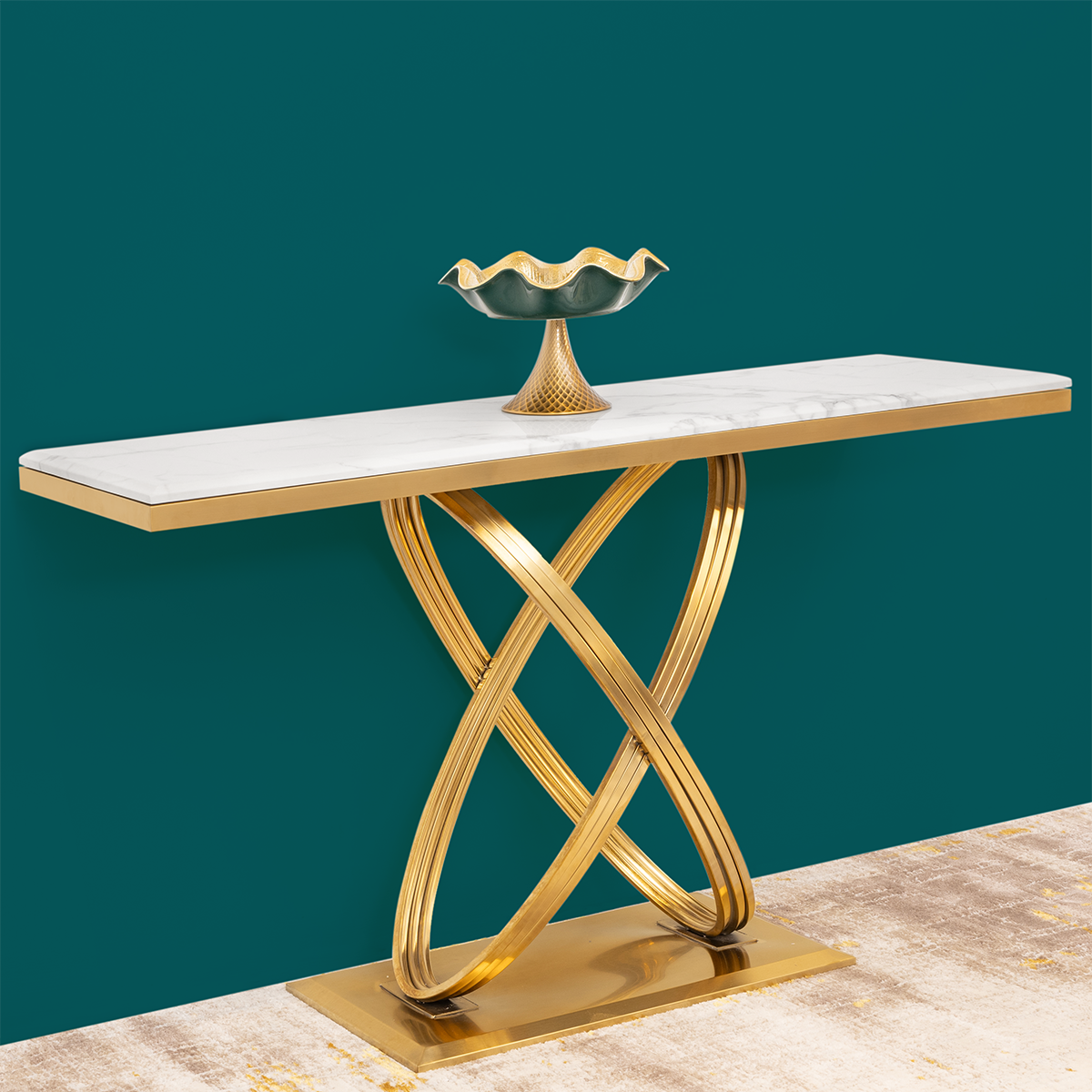 Buy Midnight Gold Marble Top Console Table Dekor Company