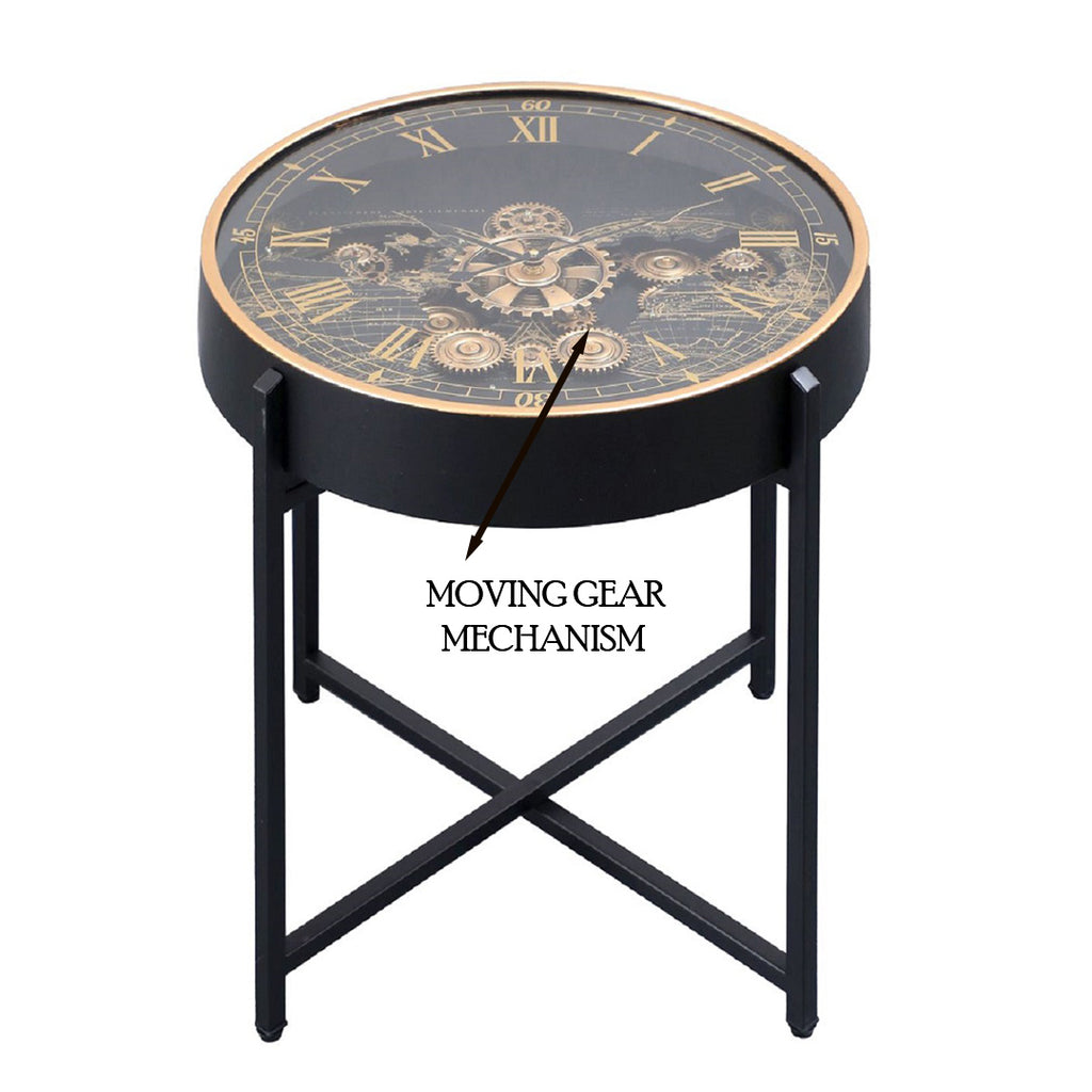 Dial Craft Luxe Tea Table Clock With Moving Gear Mechanism (Steel Body)