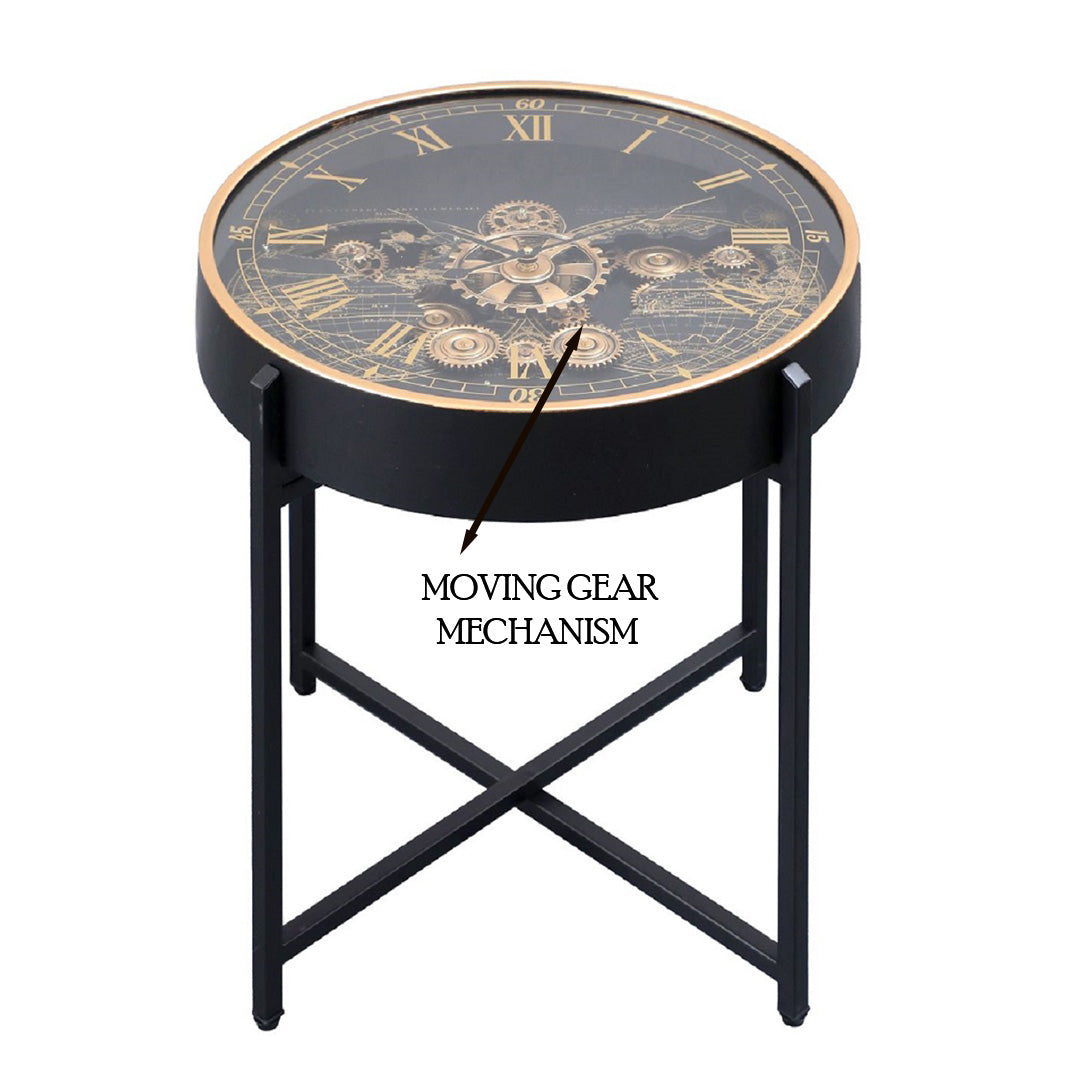 Dial Craft Luxe Tea Table Clock With Moving Gear Mechanism (Steel Body)