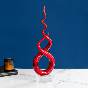 The Crystal Red Handblown Glass Decorative Vase & Showpiece