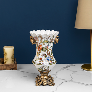 Emerald Opulence Decorative Ceramic Vase & Showpiece