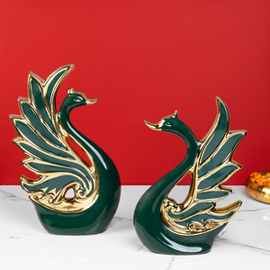 Golden Horizon Ceramic Showpiece for Table - Set of 2