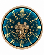 Mystic Motion Luxury Designer Silent Movement Wall Clock For Living Room With Moving Gear Mechanism- Medium (Blue)  (With Light & Remote) (Brushing Luxury Watch Dial Collection)
