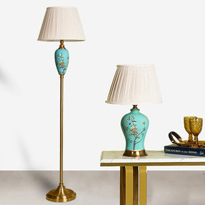 Alabama Floral Base Tall Floor & Celestial Shine Designer Table Lamp - Combo