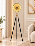 Momentum Dial Tripod Base Luxury Designer Clock With Moving Gear Mechanism - Gold (With Light & Remote)