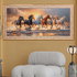 Golden Sunrise Seven Horse Painting for Living Room