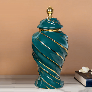 Green Radiance Ceramic Decorative Vase - Small
