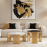 Olympian Grandeur Centre Table Design For Home (Stainless Steel) - Set of 2 (BLACK AND WHITE STONE COMBO)