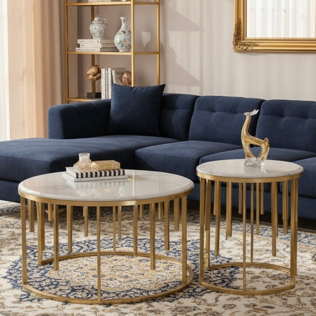 Golden Quasar Accent table - Set of 2 (Stainless Steel)