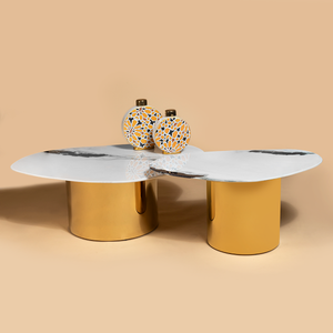 Panda Stone Centre Table - Set of 2 (Stainless Steel)