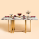 Astral Assemblage Dining Table Gold - Brown Marble Top (Stainless Steel)