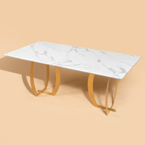 Oasis Odyssey Dining Table  Gold - White Marble Top (Stainless Steel)