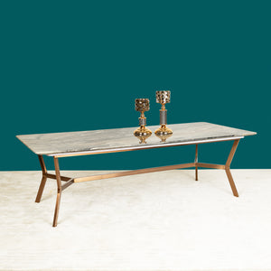 The Roman Rectangular Marble Coffee Table - ROSE GOLD (Stainless Steel) (Gray and white Stone)