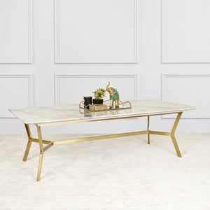 The Roman Rectangular Marble Coffee Table - GOLD (Stainless Steel) (Gold and white Stone)