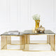 Luminary Haven Coffee Table Gold with Black stone - Set of 2 (STAINLESS STEEL)