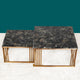 Luminary Haven Coffee Table Rose Gold with Black Marble- Set of 2 (STAINLESS STEEL)