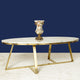 Oval Delight Centre Table with Gold and White Marble (STAINLESS STEEL)