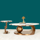 Amara Rose Gold Base Round Accent Table With Side table - Set of 2 (Stainless Steel) (Panda stone)