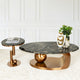 Amara Rose Gold Base Round Accent Table With Side Table - Set of 2 (Stainless Steel) ( Black and Gray Stone)