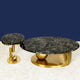 Amara Gold Base  Round Accent Table With Side Table - Set of 2 (Stainless Steel) (black and Gray Stone)