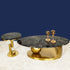 Amara Gold Base  Round Accent Table With Side Table - Set of 2 (Stainless Steel) (Black and Gray Stone)