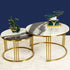 The Mystique Tube Set of 2 Nesting Coffee Table - Gold (Stainless Steel) (Panda Stone)