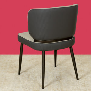 Silk Lotus Comfort Metal Dining Chair- Gray