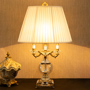 Ambrosie Stainless Steel Crystal Lamp with Shade