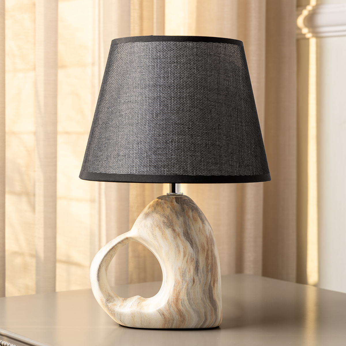 Moon Glow Decorative Ceramic Table Lamp Black - Main Image