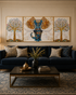The Udaipur Elephant Framed Crystal Glass Wall Paintings For Home - Set of 3 (Pearl Work)