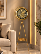 Divine Time Luxury Designer Silent Movement Standing Clock With Moving Gear Mechanism (Steel Body)