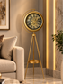 Divine Time Luxury Designer Silent Movement Standing Clock With Moving Gear Mechanism (Steel Body)