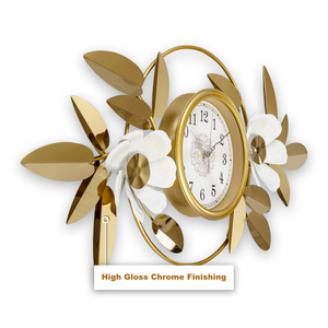 Blossom And Gilt Metal Wall Art Clock