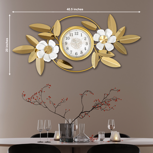 Blossom and Gilt Metal Wall Art Clock