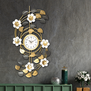 Golden Garden Metal Wall Art Clock