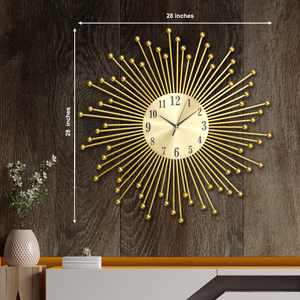 Shining Sun Metal Art Wall Clock