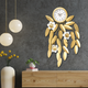 White Blossom & Golden Leaf Metal Wall Art Clock