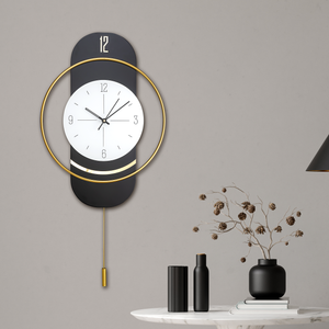 Circular Metal Elegance Metal Art Wall Clock - Black