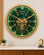 Mystic Motion Luxury Designer Silent Movement Wall Clock For Living Room With Moving Gear Mechanism- Medium (Green)  (With Light & Remote) (Brushing Luxury Watch Dial Collection)