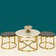 Opulent Tranquility Coffee Table Gold - Set of 3 (Black & White Stone) (STAINLESS STEEL)