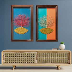 Symphony of Trees Shadow Box Wall Decoration Piece Pair-Set of 2