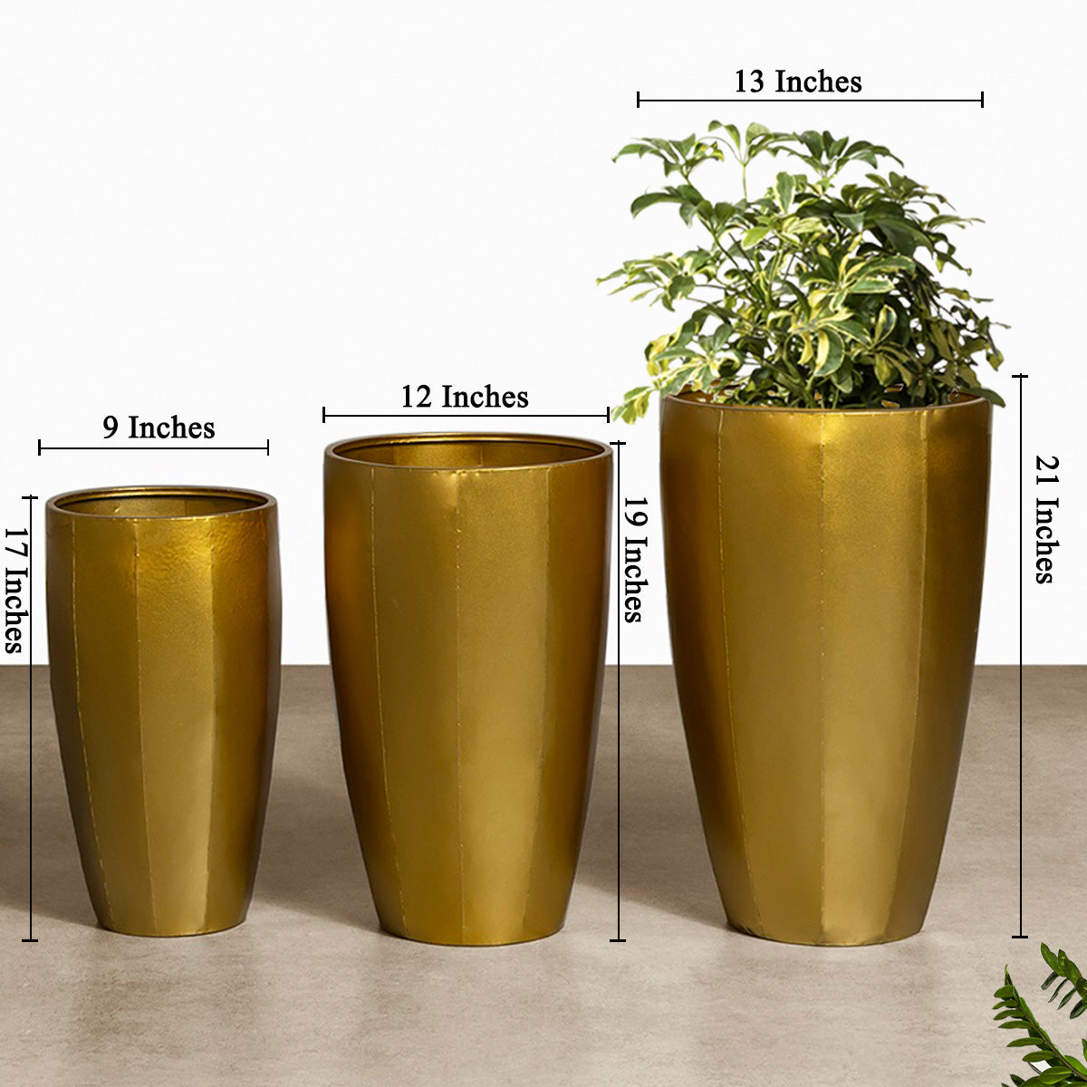 gold coloured plant pots Buy Golden Aura Planters-Set of 3