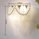 Pearl Adorned Feather Wall Light For Living Room