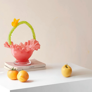 Spring Basket Handblown Glass Decorative Vases and Showpieces