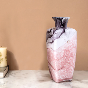 Pink Petal Handblown Glass Vase - Big