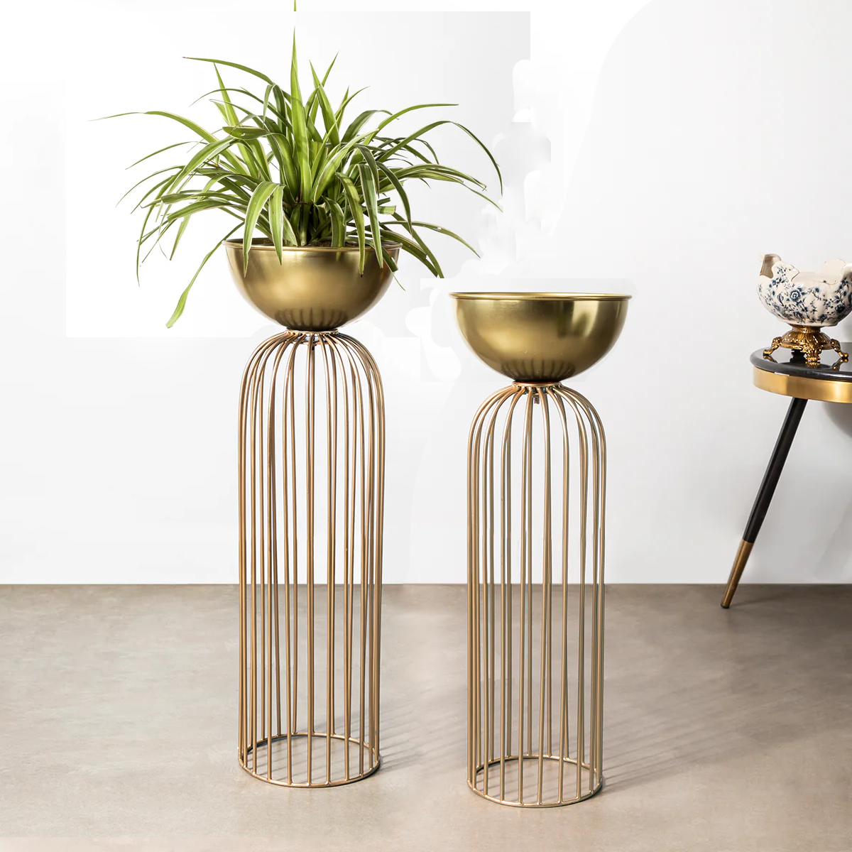 gold coloured plant pots Buy Urban Zen Planter Gold Stand & Gold Pot Pair