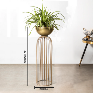 Urban Zen Planter (Gold Stand & Gold Pot) - Big