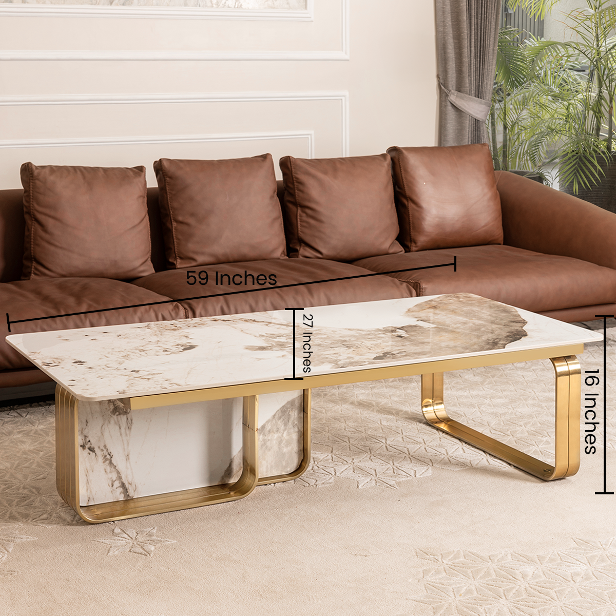Posh Accent Coffee Table For Living Room (Stainless Steel)