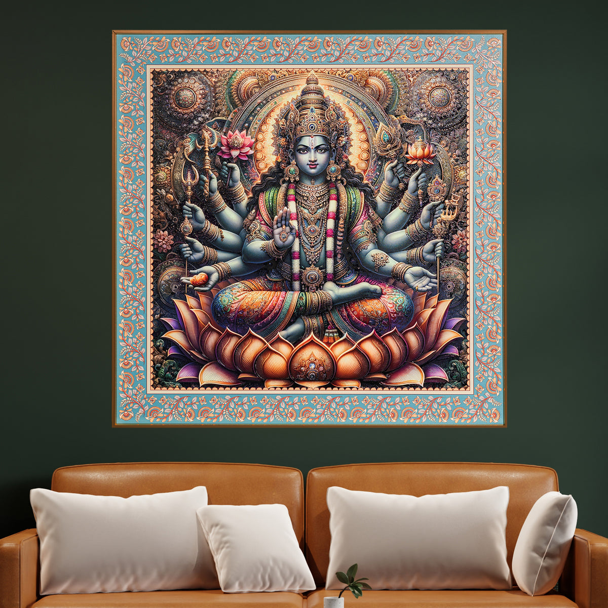Radiance of Wealth The Goddess Laxmi Painting on Lotus for Home