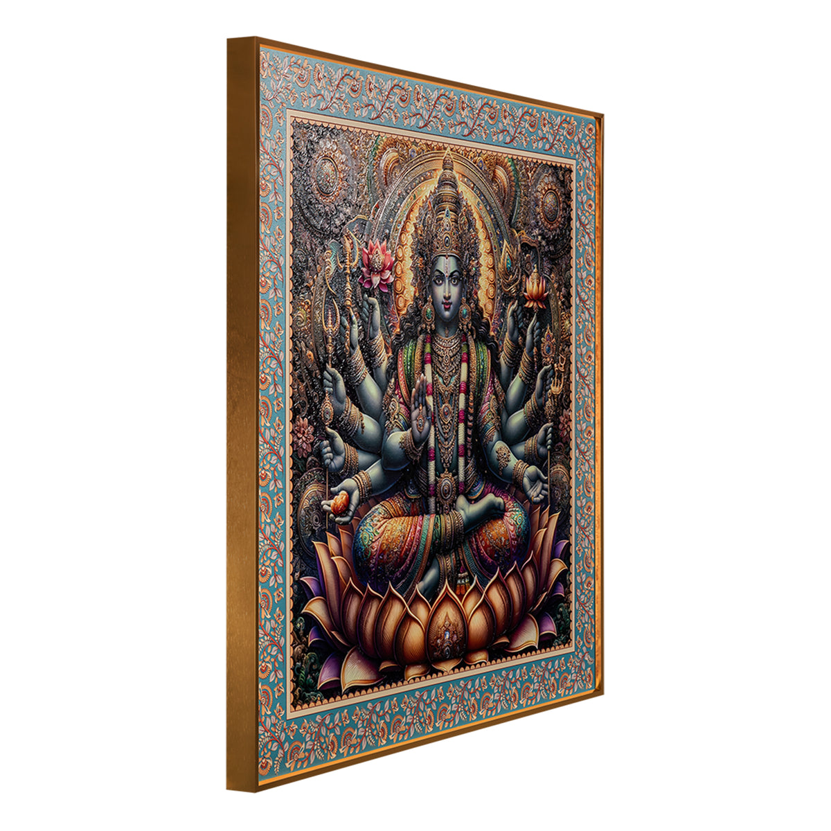 Radiance of Wealth The Goddess Laxmi Painting on Lotus for Home